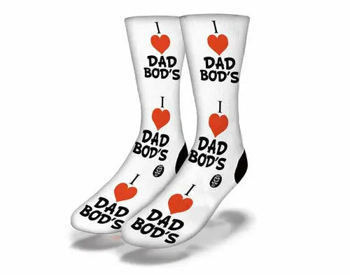 I LOVE DAD BODS Funny Dad Bod Socks (White) – Premium Dress Socks for Office & Formal Wear Cerise Max