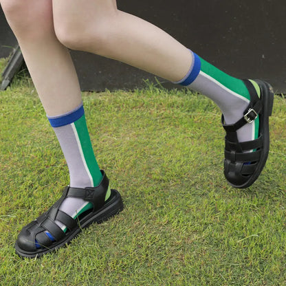 Women's Thin Breathable Spun Glass Simple Cotton Sock – Bold & Fun Statement Socks Cerise Max