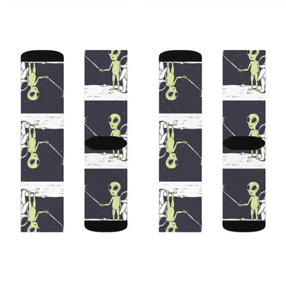 Funny Alien Selfie Socks – Premium Dress Socks for Office & Formal Wear Yellow Pandora