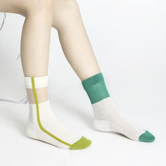 Women's Thin Breathable Spun Glass Simple Cotton Sock – Bold & Fun Statement Socks Cerise Max