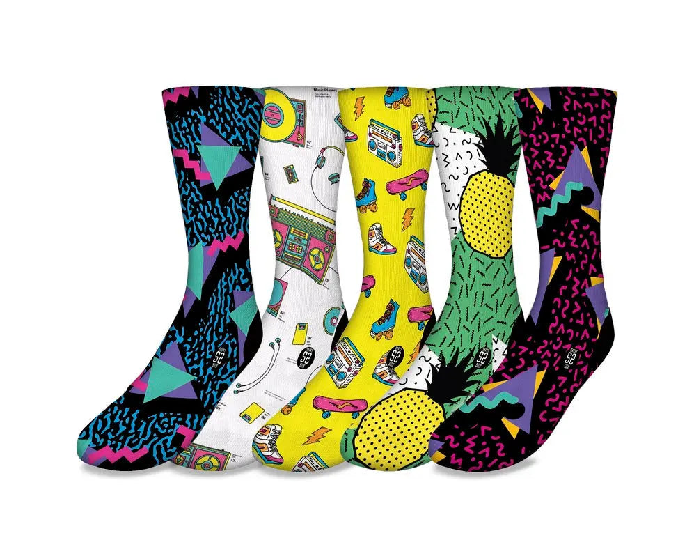 90's Theme 5 Pack (Bundle) – Bold & Fun Statement Socks Cerise Max