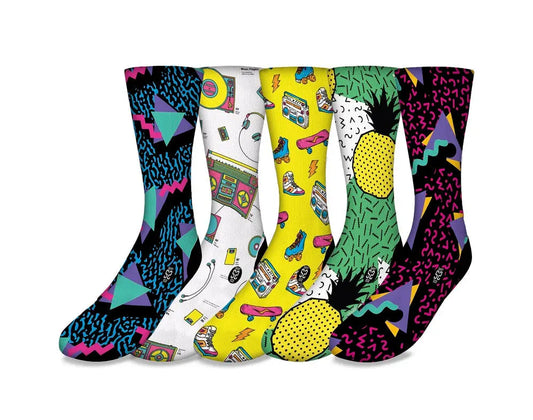 90's Theme 5 Pack (Bundle) – Bold & Fun Statement Socks Cerise Max