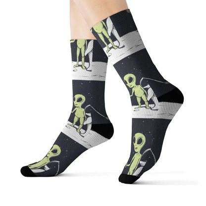 Funny Alien Selfie Socks – Premium Dress Socks for Office & Formal Wear Yellow Pandora