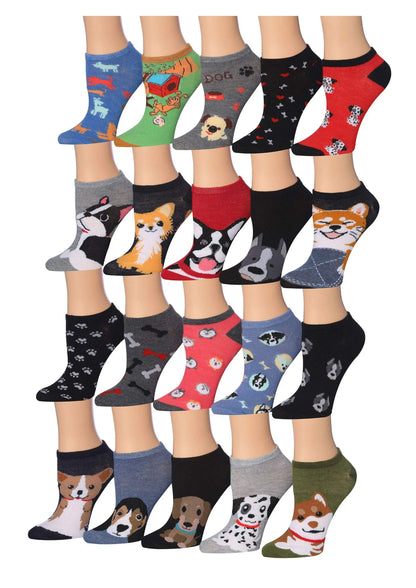 Colorful Dog No Show Socks - 20 Pairs – Romantic Socks for Couples & Special Moments Maroon Menoetius