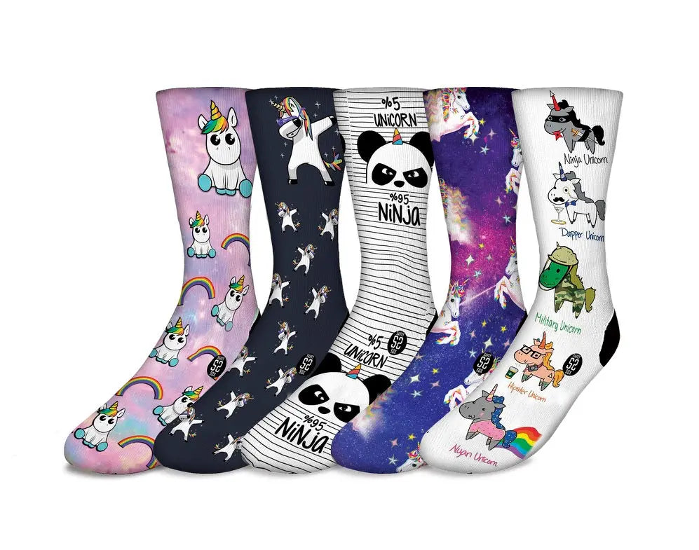Unicorn Theme 5 Pack (Bundle) – Bold & Fun Statement Socks Cerise Max