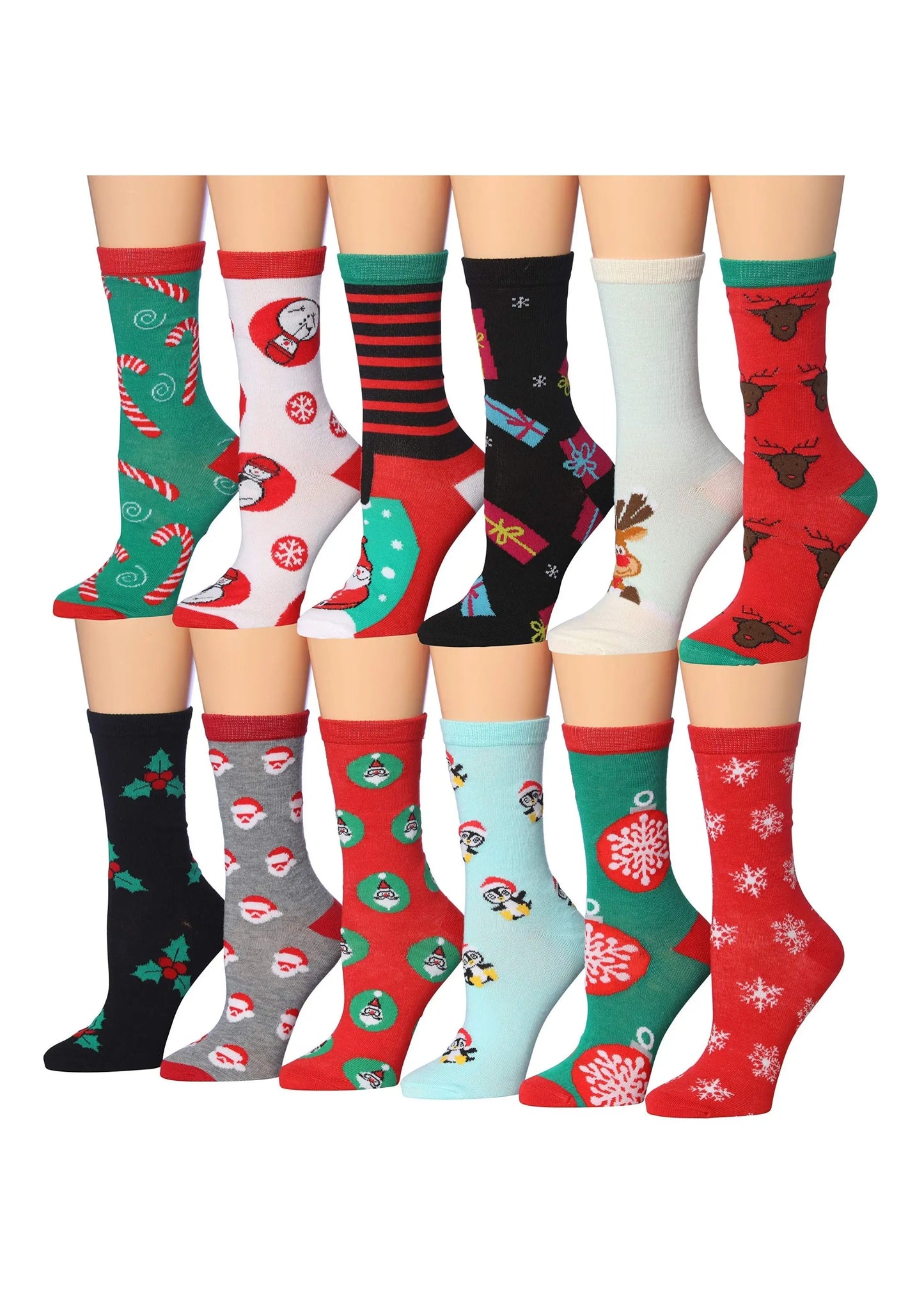 Colorful Christmas Crew Socks - 12 Pairs – Premium Dress Socks for Office & Formal Wear Maroon Menoetius