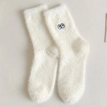 Women's Mid-calf Length Sock Cute Mink Fur Thick Winter Socks – Bold & Fun Statement Socks Cerise Max