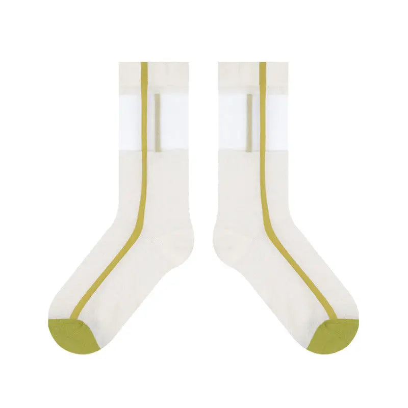 Women's Thin Breathable Spun Glass Simple Cotton Sock – Bold & Fun Statement Socks Cerise Max