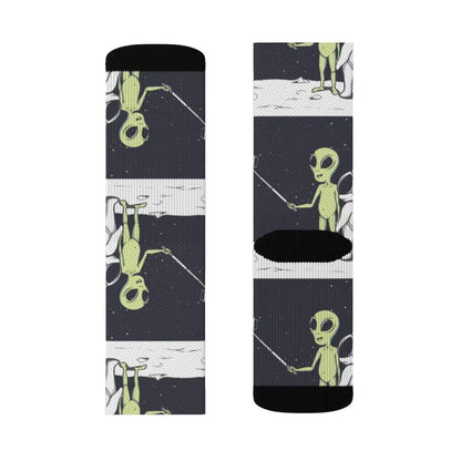 Funny Alien Selfie Socks – Premium Dress Socks for Office & Formal Wear Yellow Pandora