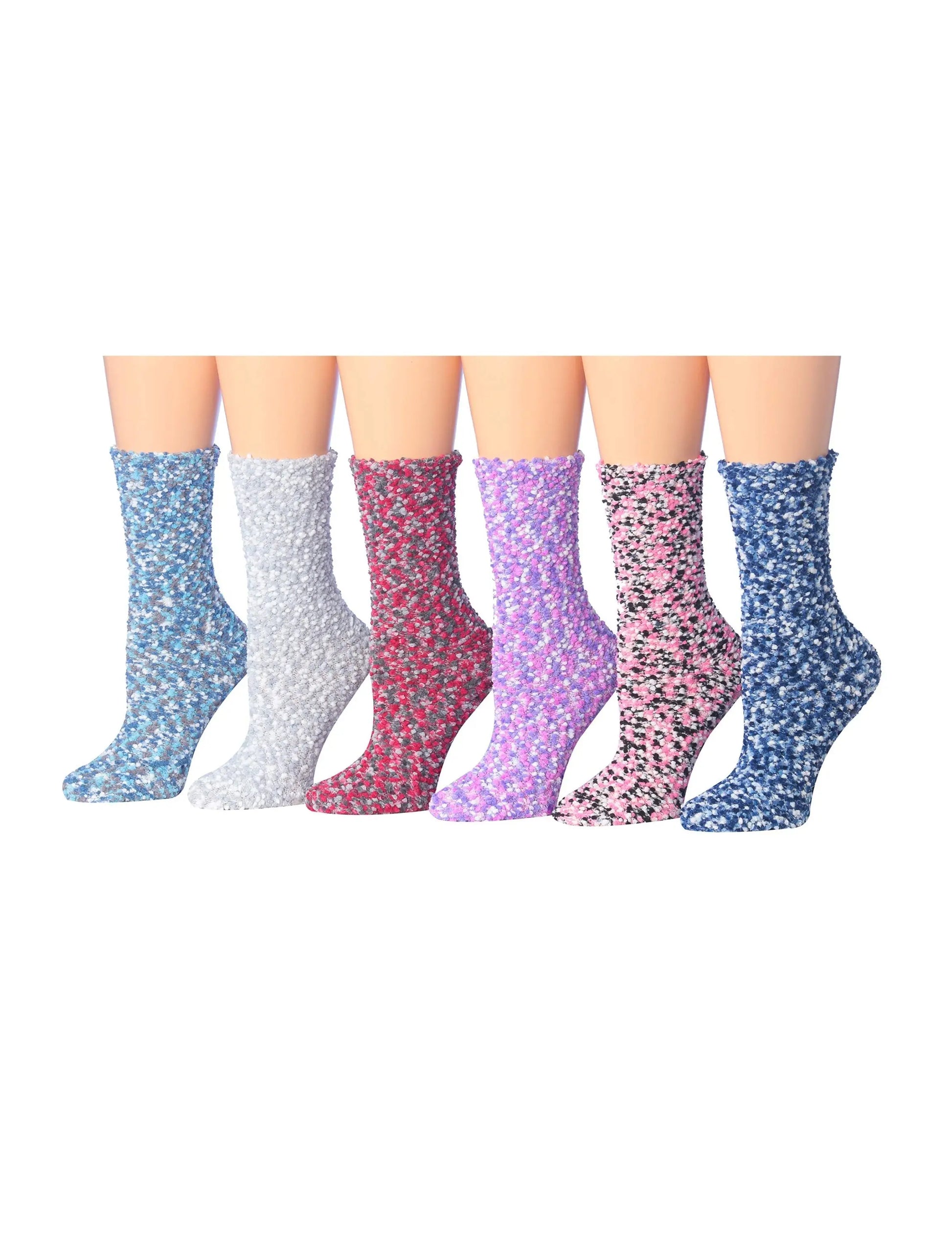 Colorful Patterned Candy Cane Chaos Fuzzy Socks - 6 Pairs – Performance Athletic Socks for Active Wear Maroon Menoetius
